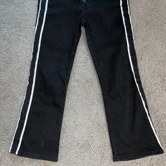 VERONICA BEARD CAROLYN 10" BABY BOOT BLACK & SILVER TUXEDO STRIPE JEANS EUC 29 - Picture 3 of 13